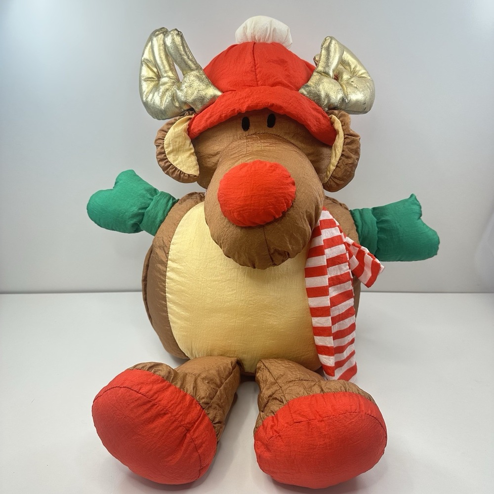 DAYTON HUDSON Vintage Nylon Puffy Reindeer Moose Rudolph Holiday Decor 23" Plush